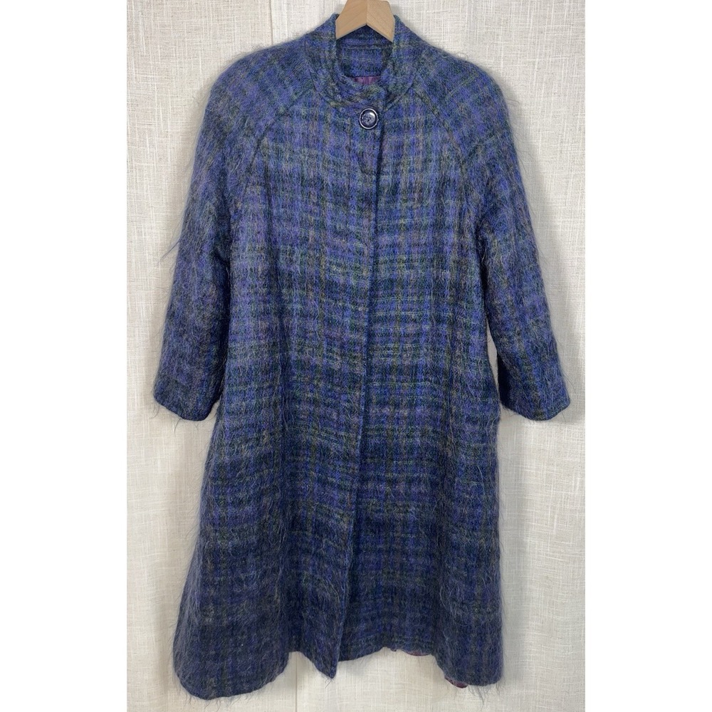Vintage Mohair Wool Denise for Windermere Plaid Women's Trench Coat British Isle